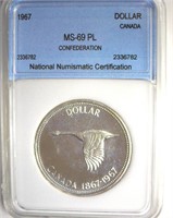 1967 Dollar NNC MS69 PL Confederation