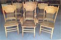 Quality press back oak chair set