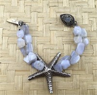 Sterling & Opalescent Moonstone Starfish Bracelet