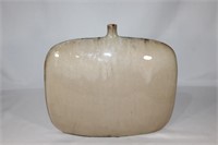 Unusual Flat Wide Beige Vase