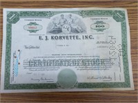 EJ korvette stock certificate