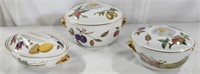 3  Royal Worcester Porcelain Covered Serving Bowls