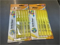 2 sets of bic highlighters 5 per pack