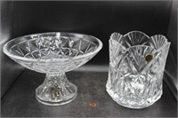 Crystal Glass Pedestal Bowl & Ice Bucket