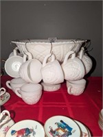 Vintage McKee Milk Glass punch bowl set