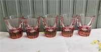 Lot of 5 Pink Glass Shot Glasses