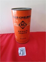 41/2" X9" ALLIS CHALMERS PARTS CANISTER -CB/ METAL