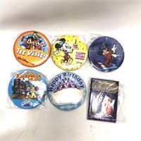 Disney Button Pin Lot: 6 Fantasia Birthday +