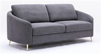 Upholstered & Metal Sofa in Gray and Gold