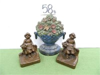 Cast Iron Flower Basket Door Stop &