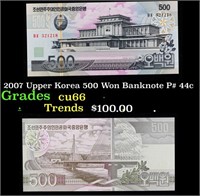 2007 Upper Korea 500 Won Banknote P# 44c Grades Ge