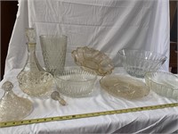 Lot of 8 Vintage crystal & glass Dinnerware pieces