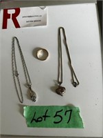 2 Sterling Necklaces & Ring (sold as a lot)