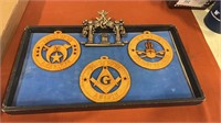 Free mason wooden ornament, Shriner ornament and