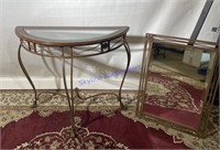 Metal Glass Top Foyer Table & Mirror