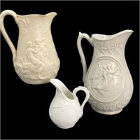 Antique White Parian Ware Jugs, Creamer