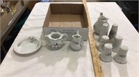 Decorative pitcher, salt and pepper shakers, dish