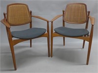 Pair Arne Vodder Danish Modern Teak Arm Chairs