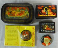 Russian Lacquer Boxes & Brooches