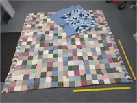 2 modern quilts (blue & multi-patch)