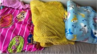 Twin Size girls quilt and 2 throw blankets