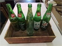 Wooden box with bottles