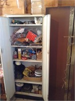 White metal cabinet and all the contents as shown
