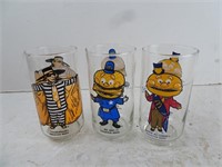 Lot of 3 Retro McDonalds Collectors Glasses -