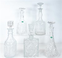 5 Cut Glass Decanters--Stuart Crystal Shaftesbury