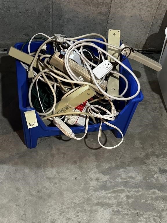 Tub of Cords & Power Strips
