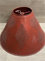 Red Metal Tooled Lamp Shade