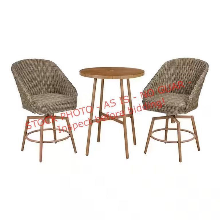 Hampton Capestone 3pc Wicker Chairs + Table