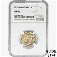 1938-D Buffalo Nickel NGC MS66