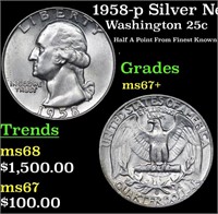 1958-p Washington Quarter Silver Near Top Pop! 25c