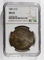 1881-S MORGAN DOLLAR NGC MS-63