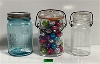 Vtg Jars Tea Lit Lid Pint Jar Foil Balls 1/2 Pint