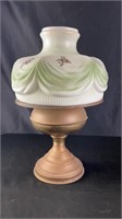 Antique Brass Lamp and Glass Shade