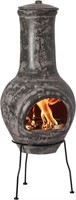 Gray Outdoor Clay Chiminea Fireplace Stoney