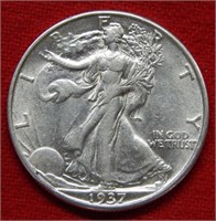 1937 D Walking Liberty Silver Half Dolle