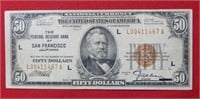1929 $50 National Currency -San Francisco, CA