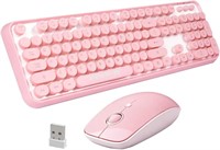 FOPETT Wireless Keyboard and Mouse Set (Pink)