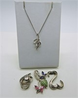 4 Sterling Charms & Chain