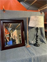 Mirror measures 23 x 28,Lamp approximately 31