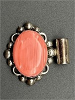 Sterling Silver Natural Pink Stone Pendant