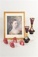 Amethyst Vases, Turkey Cranberry Glass Shakers