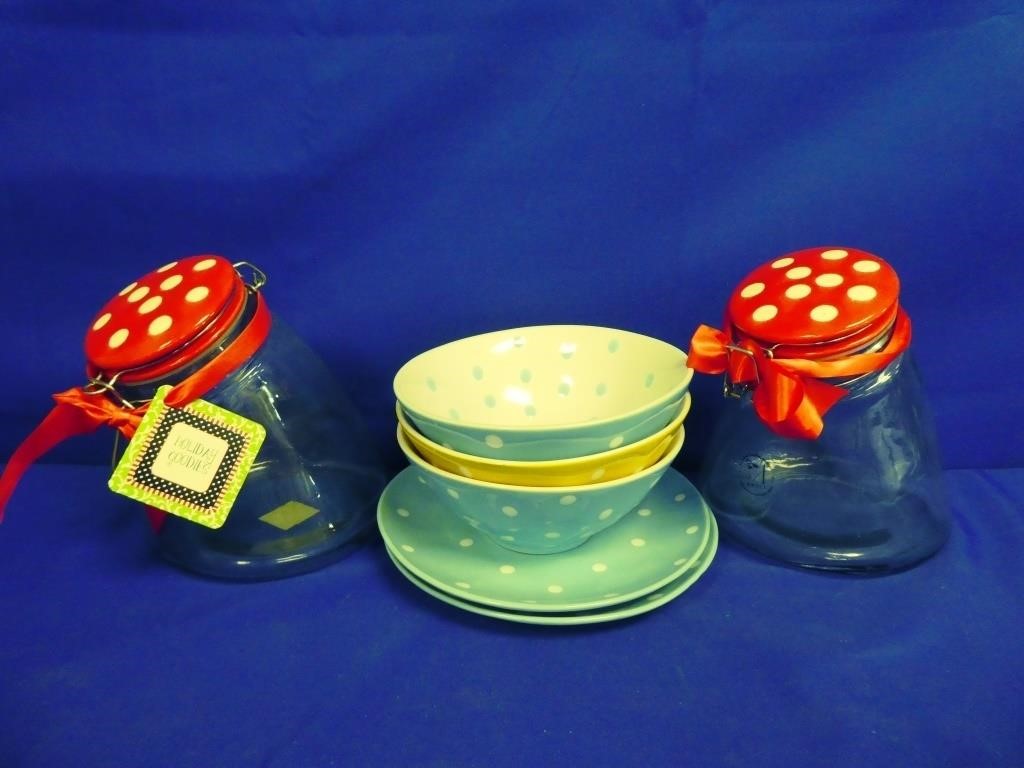 Polka Dot Canisters, Plates  & Bowls