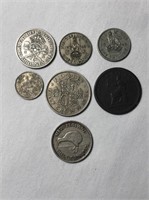 Lot Of 7 Older Mostly British Coins