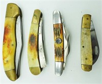 (4) Vintage Folding Pocket Knives; Pakistan Marked