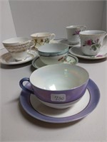 (12) Pieces Porcelain Cups & Saucers (6 cups &