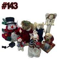 Christmas Figure Lot: Santas, Snowman, Angel